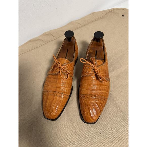 David Eden Shoes Mens Size 9.5 Made in Italy Alligator Crocodile Oxford Cap Toe main image 5